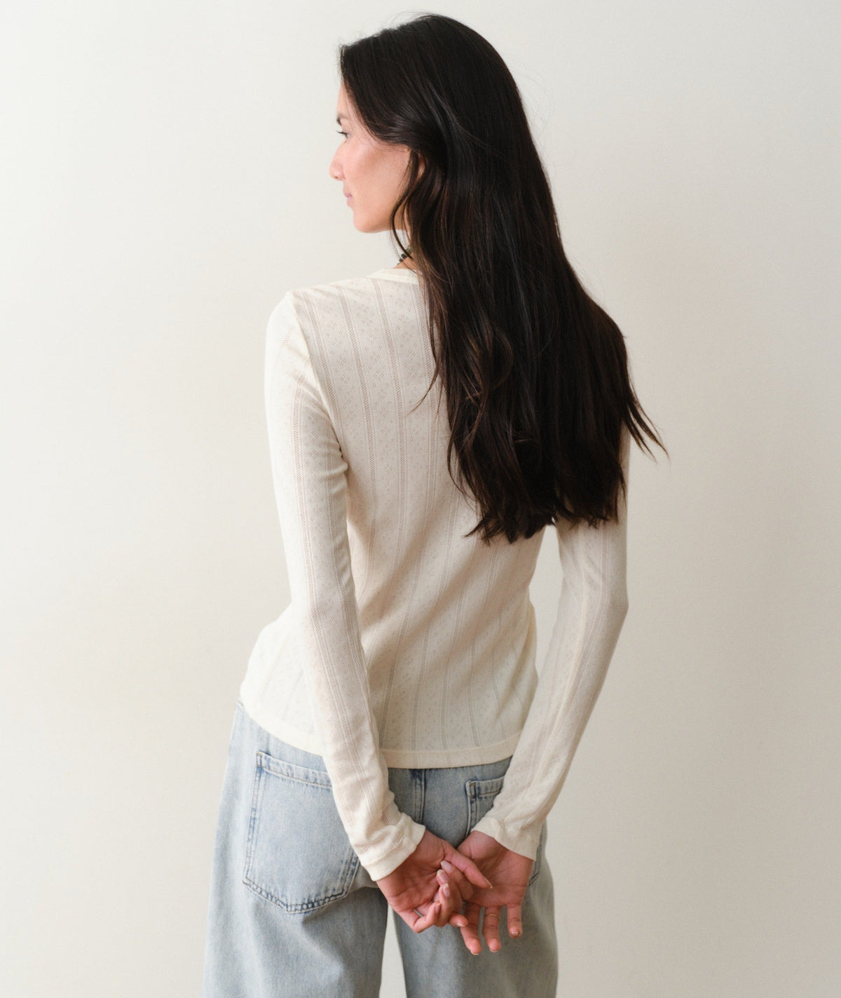 Marine Layer Lexi Pointelle Long Sleeve Crew Tee
