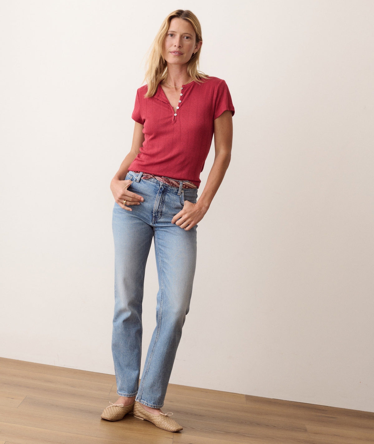Marine Layer Lexi Pointelle Short Sleeve Henley