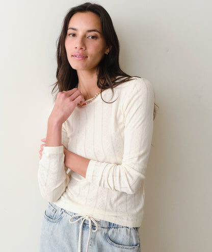 Marine Layer Lexi Pointelle Long Sleeve Crew Tee