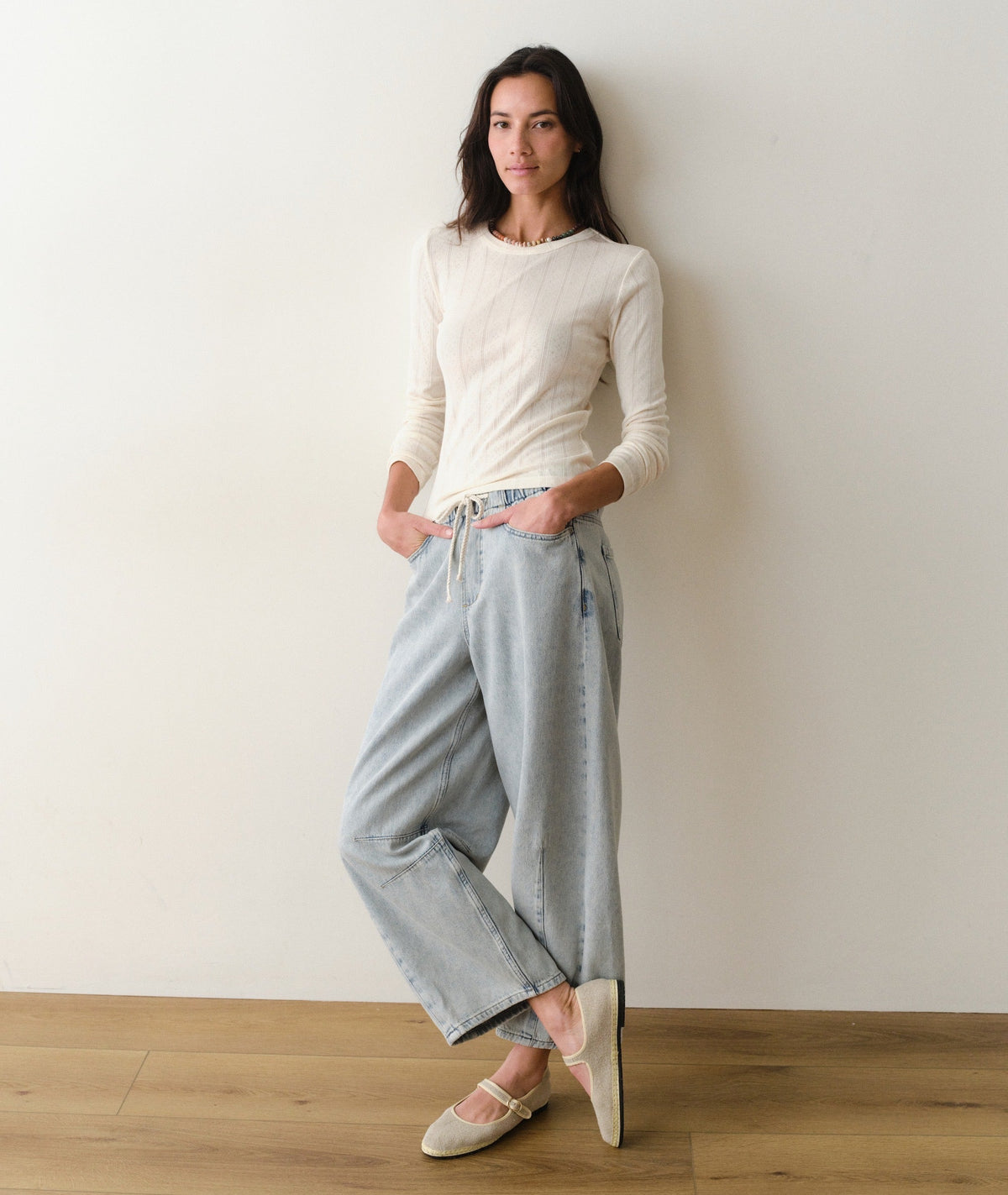 Marine Layer Lexi Pointelle Long Sleeve Crew Tee