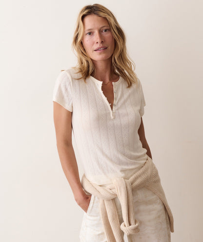 Marine Layer Lexi Pointelle Short Sleeve Henley