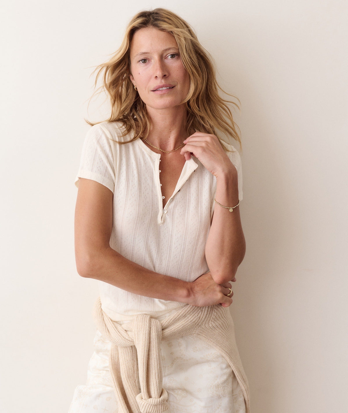 Marine Layer Lexi Pointelle Short Sleeve Henley