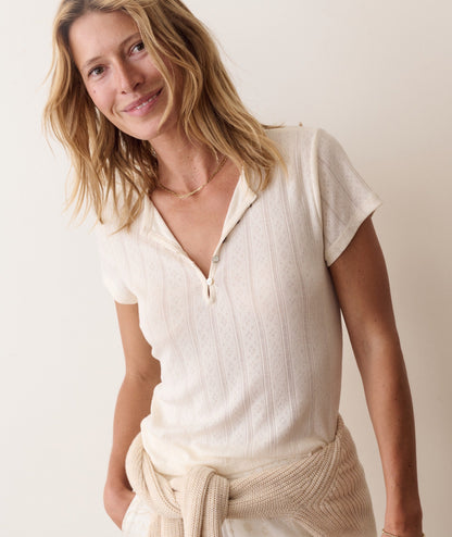 Marine Layer Lexi Pointelle Short Sleeve Henley