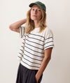 Antique White & Navy Stripe