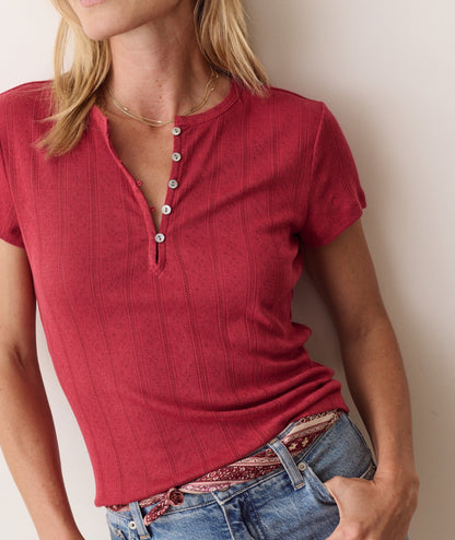 Marine Layer Lexi Pointelle Short Sleeve Henley