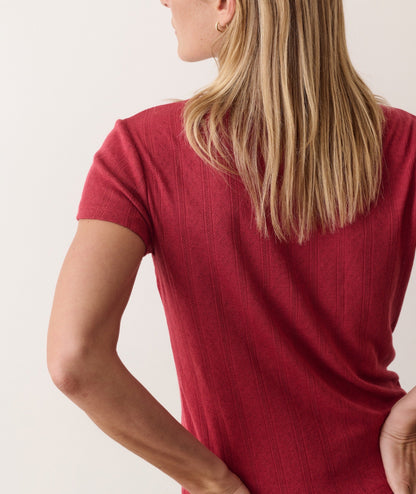 Marine Layer Lexi Pointelle Short Sleeve Henley