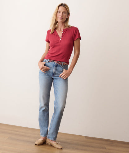 Marine Layer Lexi Pointelle Short Sleeve Henley
