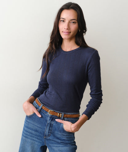Marine Layer Lexi Pointelle Long Sleeve Crew Tee
