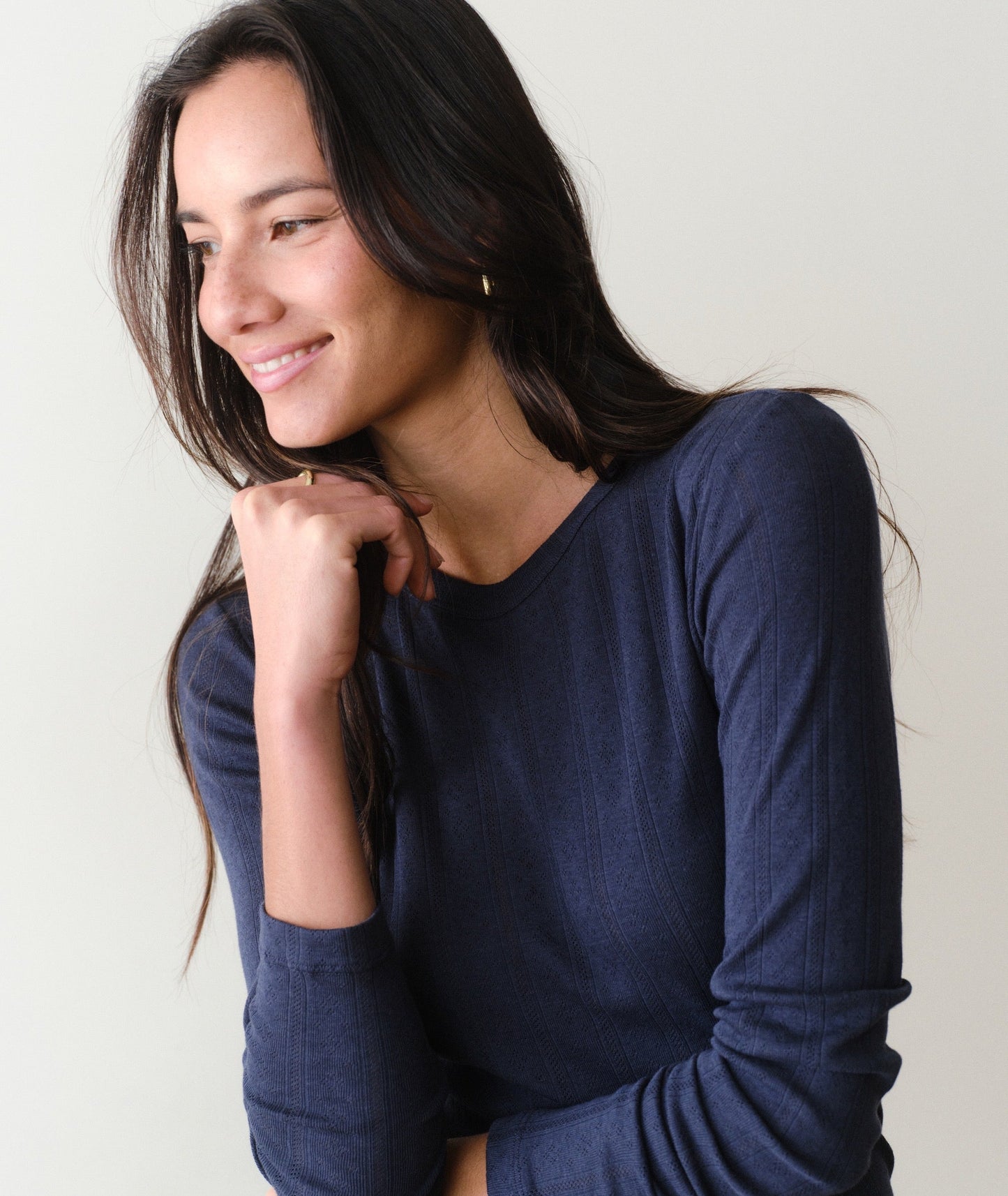Marine Layer Lexi Pointelle Long Sleeve Crew Tee