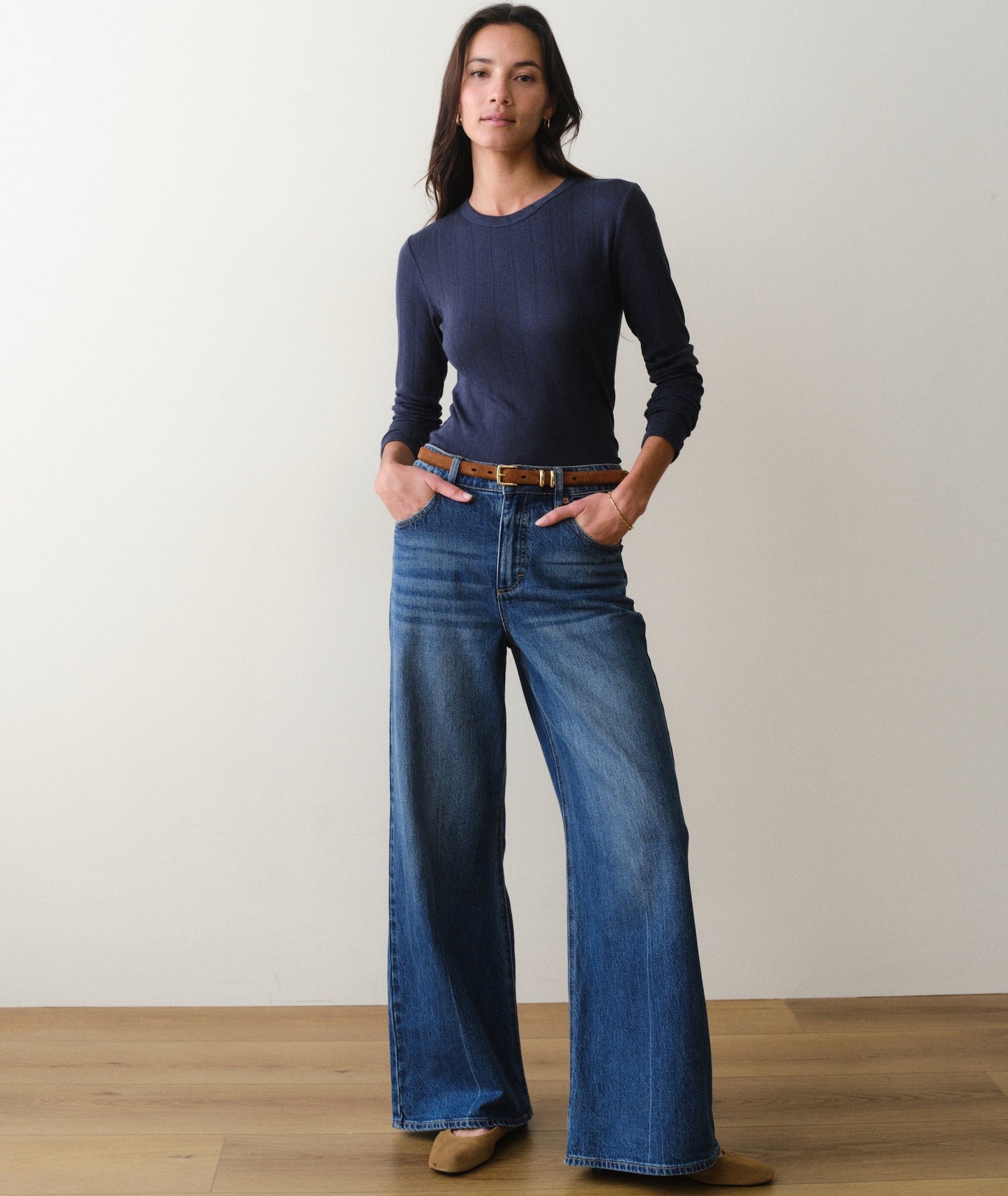 Marine Layer Lexi Pointelle Long Sleeve Crew Tee