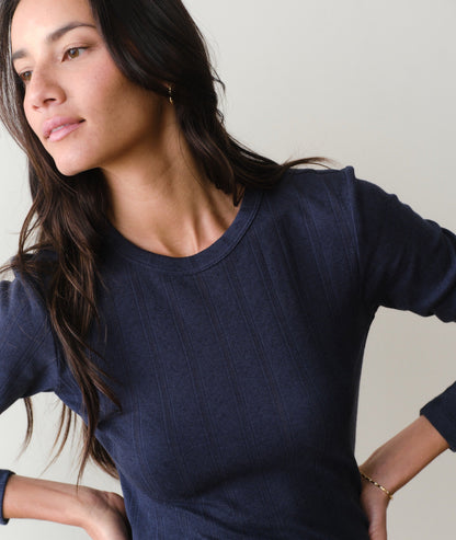 Marine Layer Lexi Pointelle Long Sleeve Crew Tee