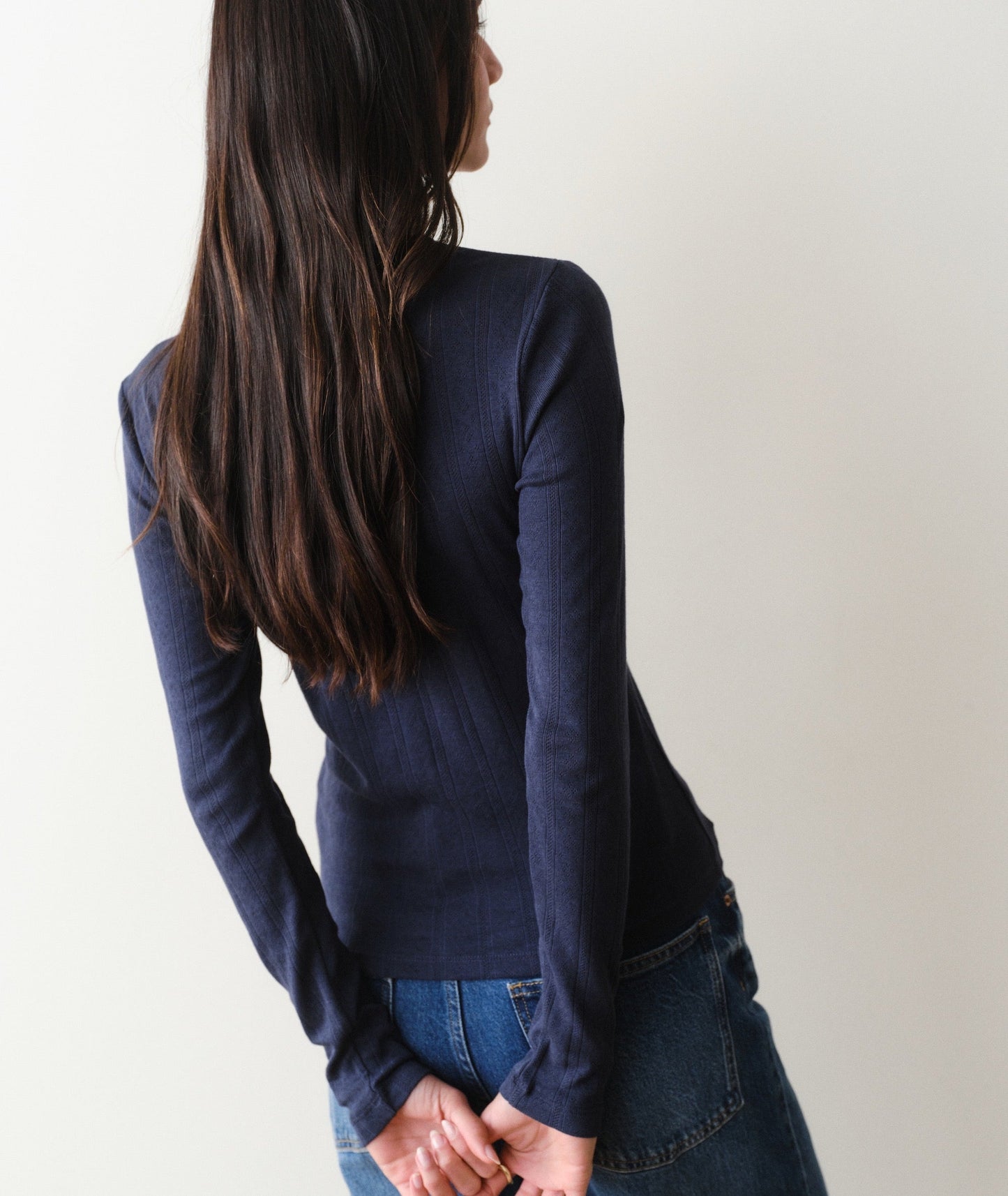 Marine Layer Lexi Pointelle Long Sleeve Crew Tee
