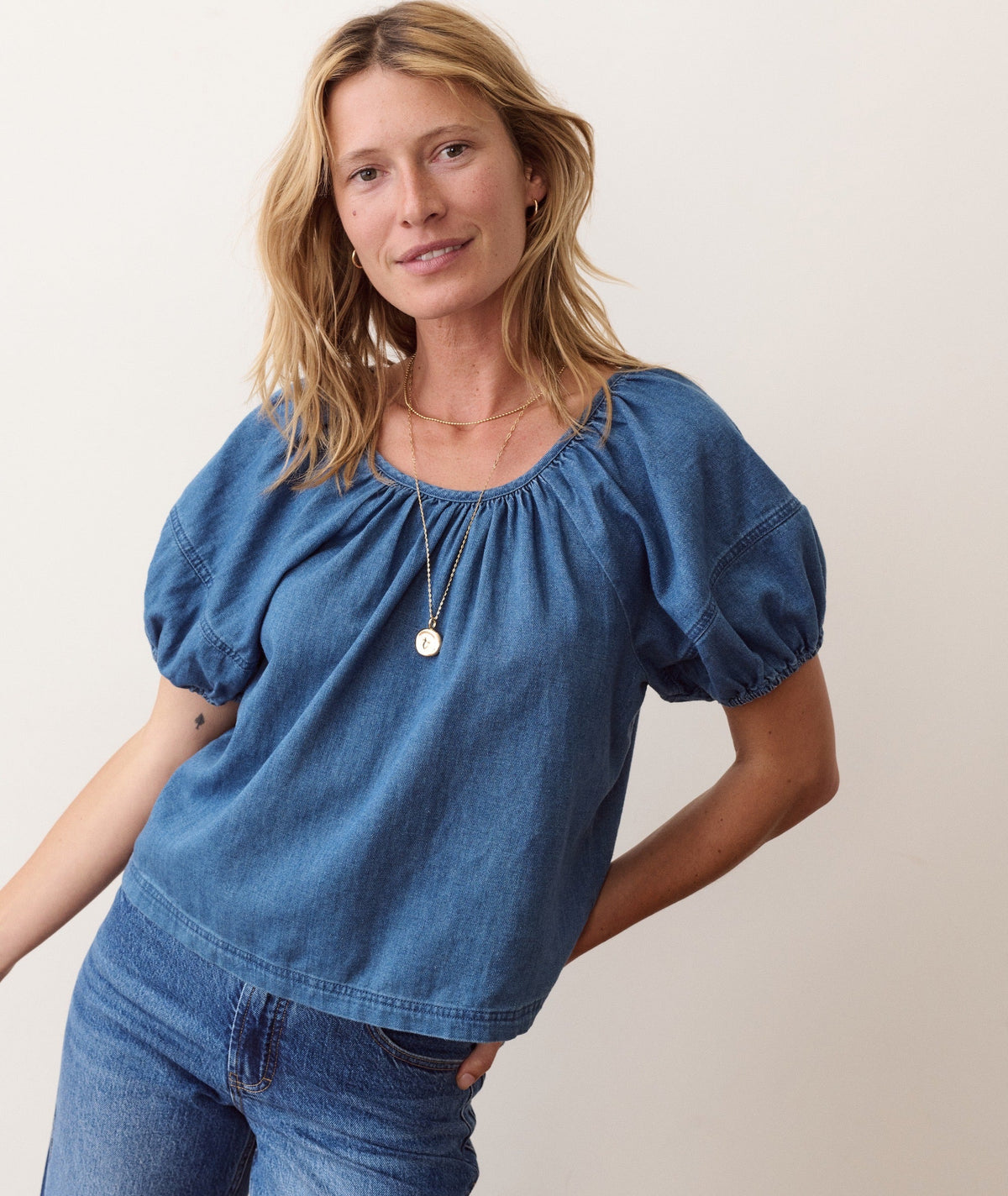 Marine Layer Gia Denim Blouse